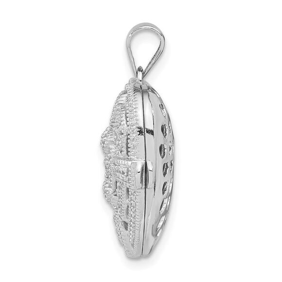 Sterling Silver and CZ Textured Design Heart Locket, 22mm - Picture 2 of 6